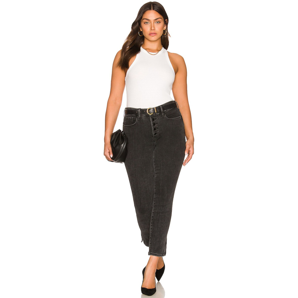 Good American Good Legs Crop With Mini Slit Black Size 27